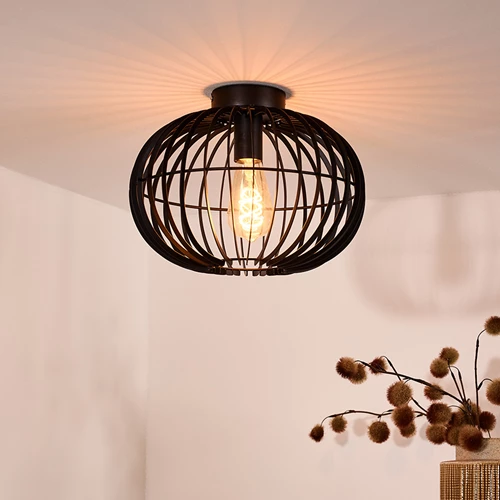 Lucide REDA - Plafonnière - Ø 32 cm - 1xE27 - Zwart - sfeer 1